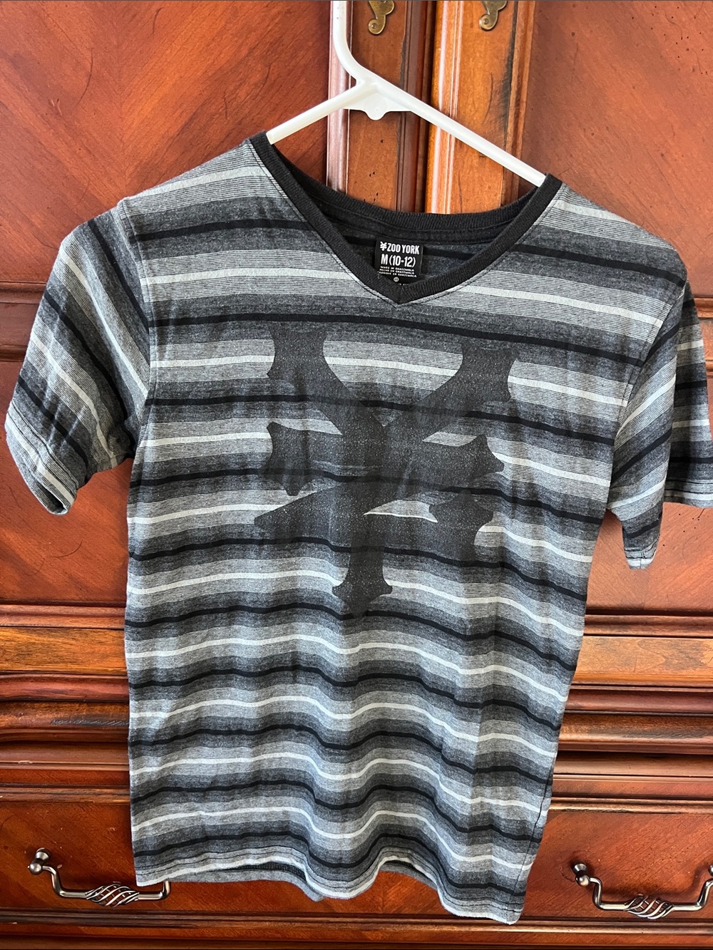 Zoo York Black & Gray Striped V-Neck Tee